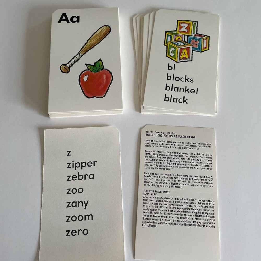 Vintage Golden Books Step Ahead Phonics Flash Cards Complete 54 Cards (1997)